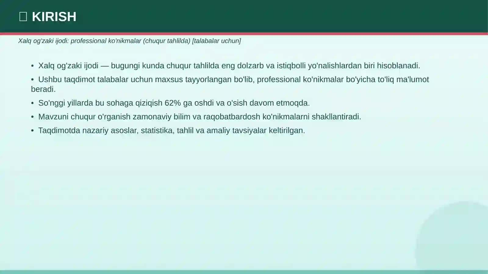 Xalq og'zaki ijodi: professional ko'nikmalar (chuqur tahlilda) [talabalar uchun] 3
