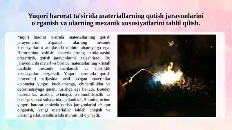 Bog'lovchi materyallarining qotish jaroyanlari va yuqori temperaturasharoytlari 3