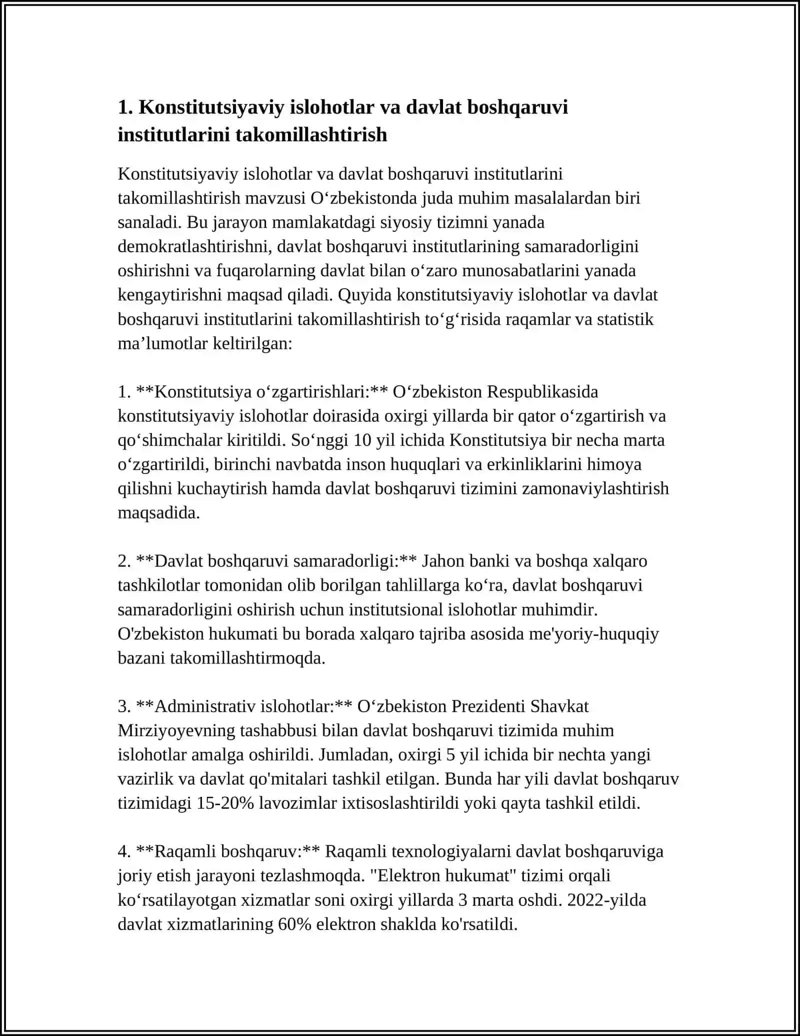 MUSTAQILLIK YILLARIDA DAVLAT BOSHQARUVI TIZMIDA AMALGA OSHIRILGAN ISLOHOTLAR 3