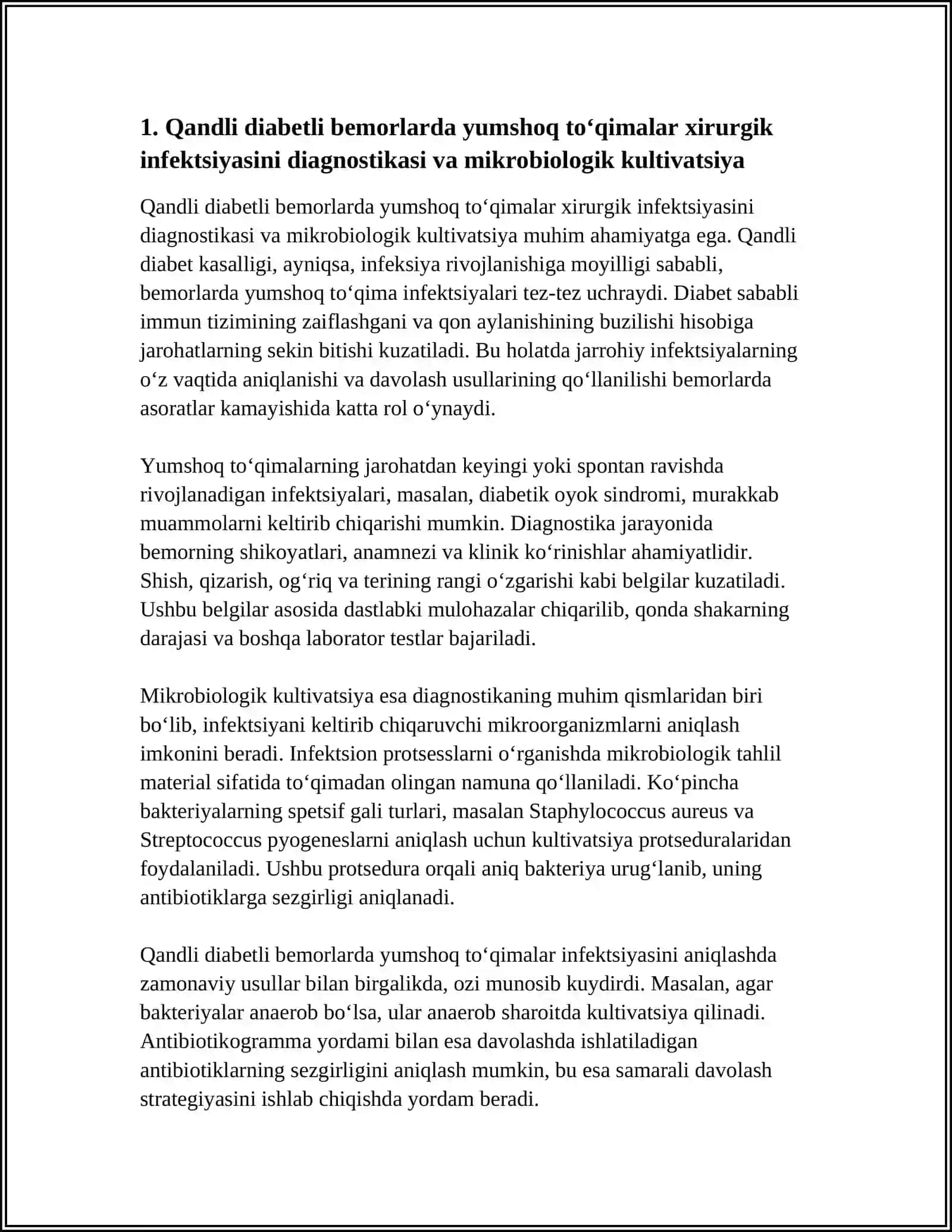 QANDLI DIABETLI BEMORLARDA YUMSHOQ TO‘QIMALAR XIRURGIK INFEKSIYASINI DAVOLASH USULLARI 3