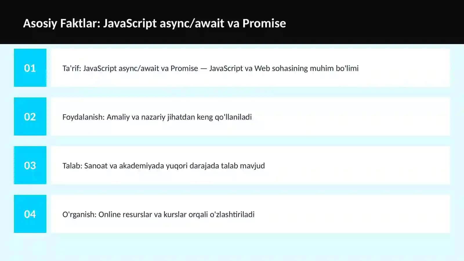 JavaScript async/await va Promise 3