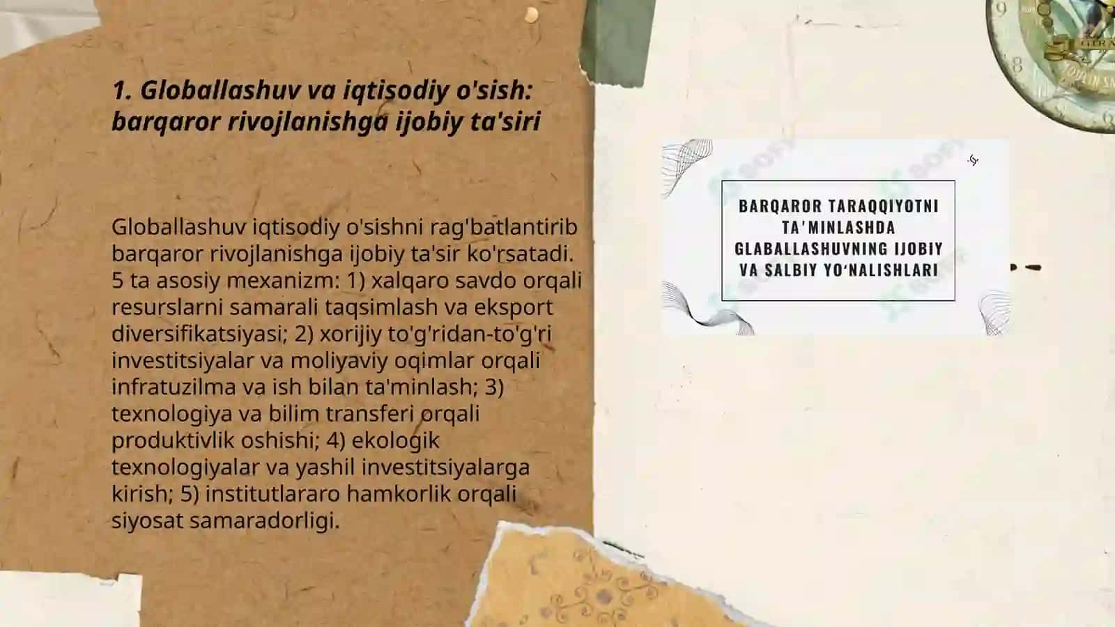 Barqaror taraqqiyotni taʼminlashda globallashuvning ijobiy va salbiy yoʻnalishlari 3