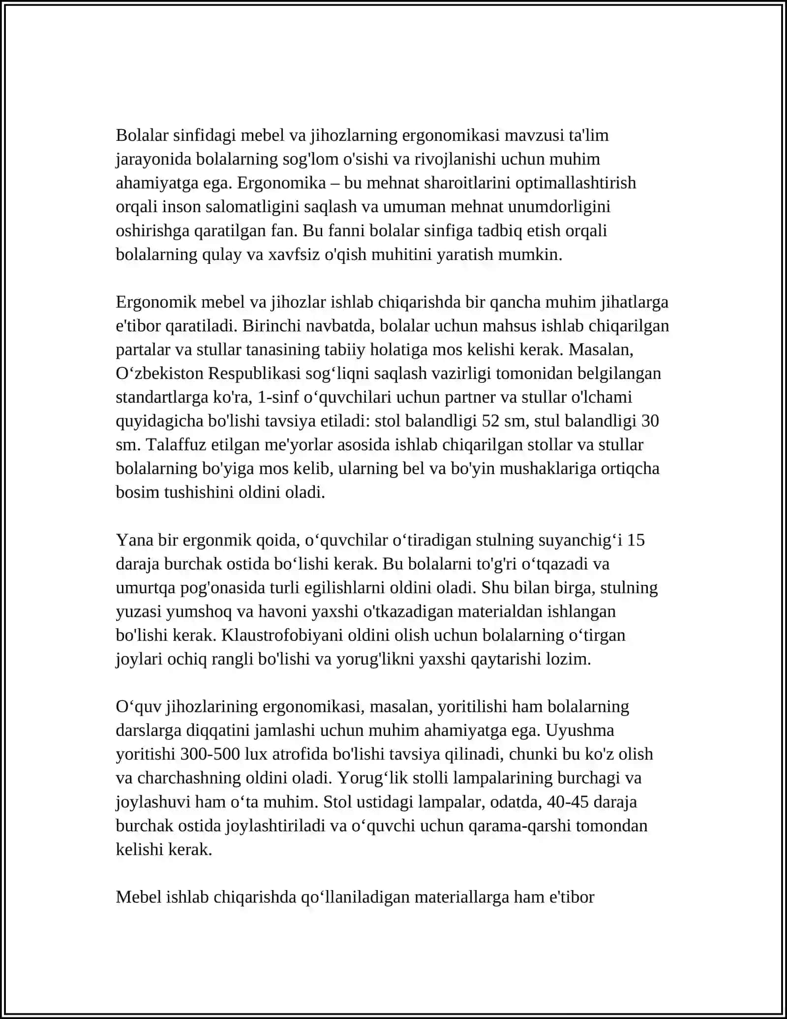 BOLALARNING QAD-QOMATINI SHAKLLANISHIGA SINF VA SINF JIHOZLARI TA'SIRINI O'RGANISH 3