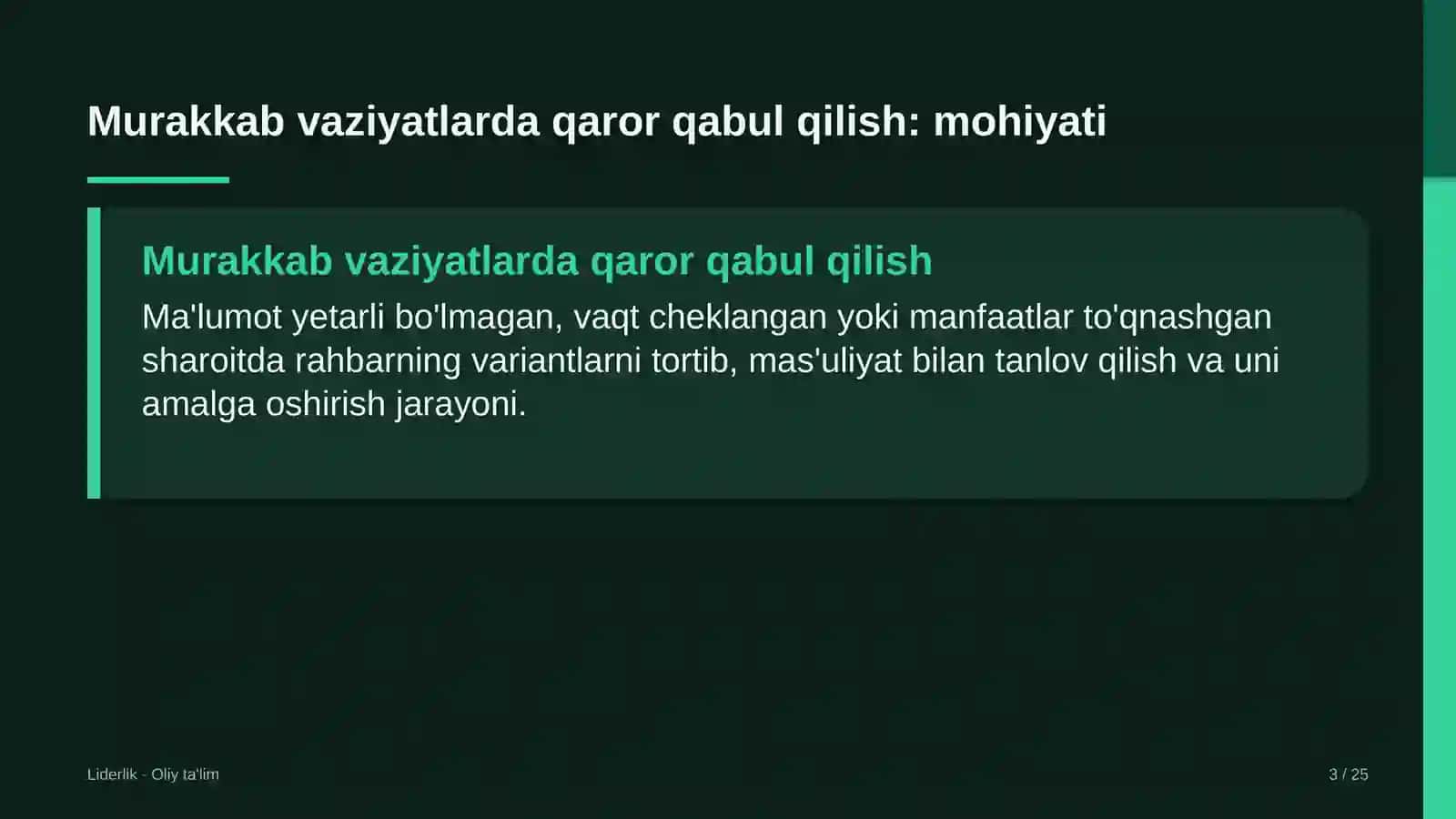 Kosmetika do'konlarida liderlikda murakkab vaziyatlarda qaror qabul qilish 3