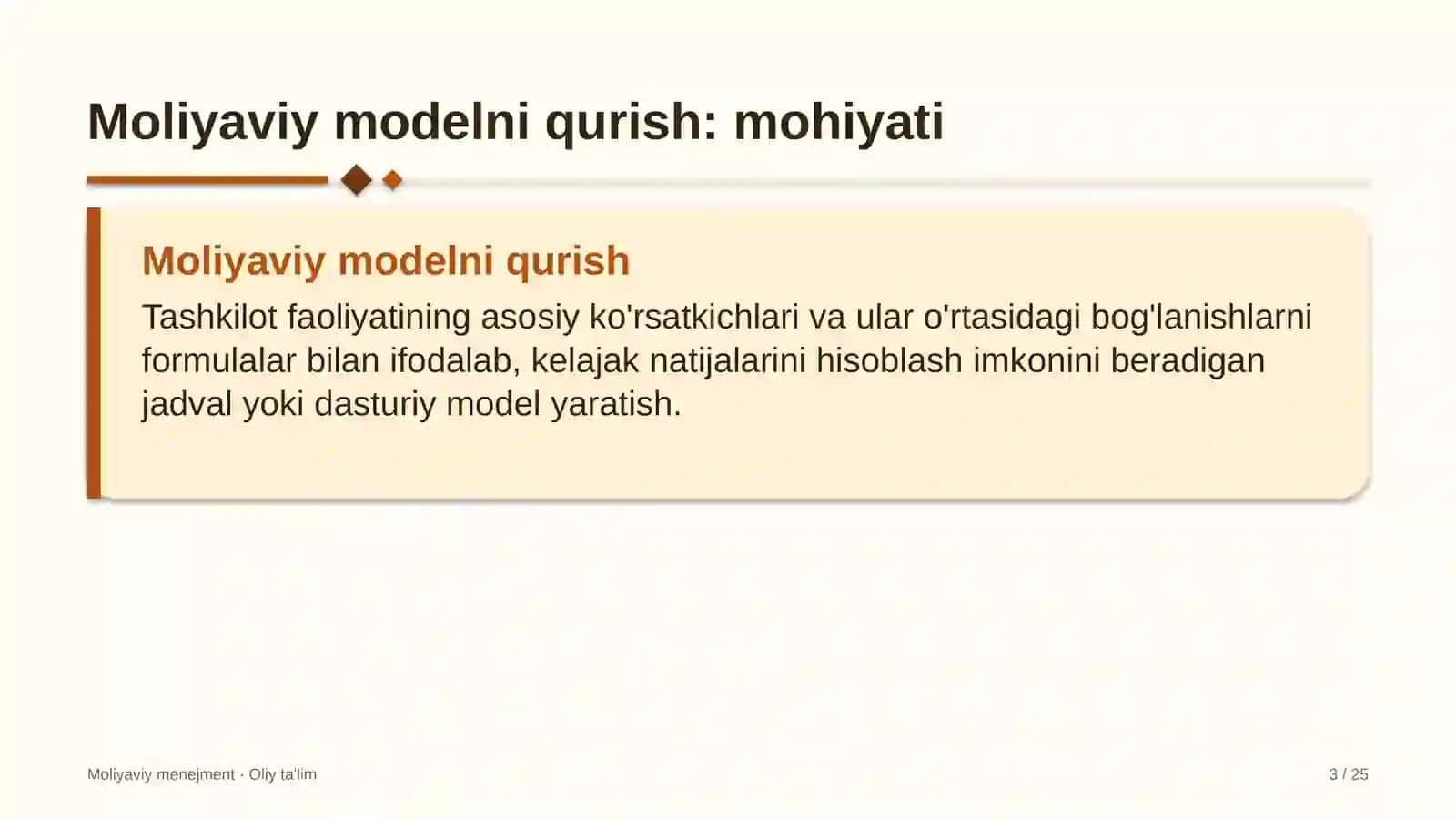 Buxgalteriya xizmatlarida moliyaviy modelni qurish 3