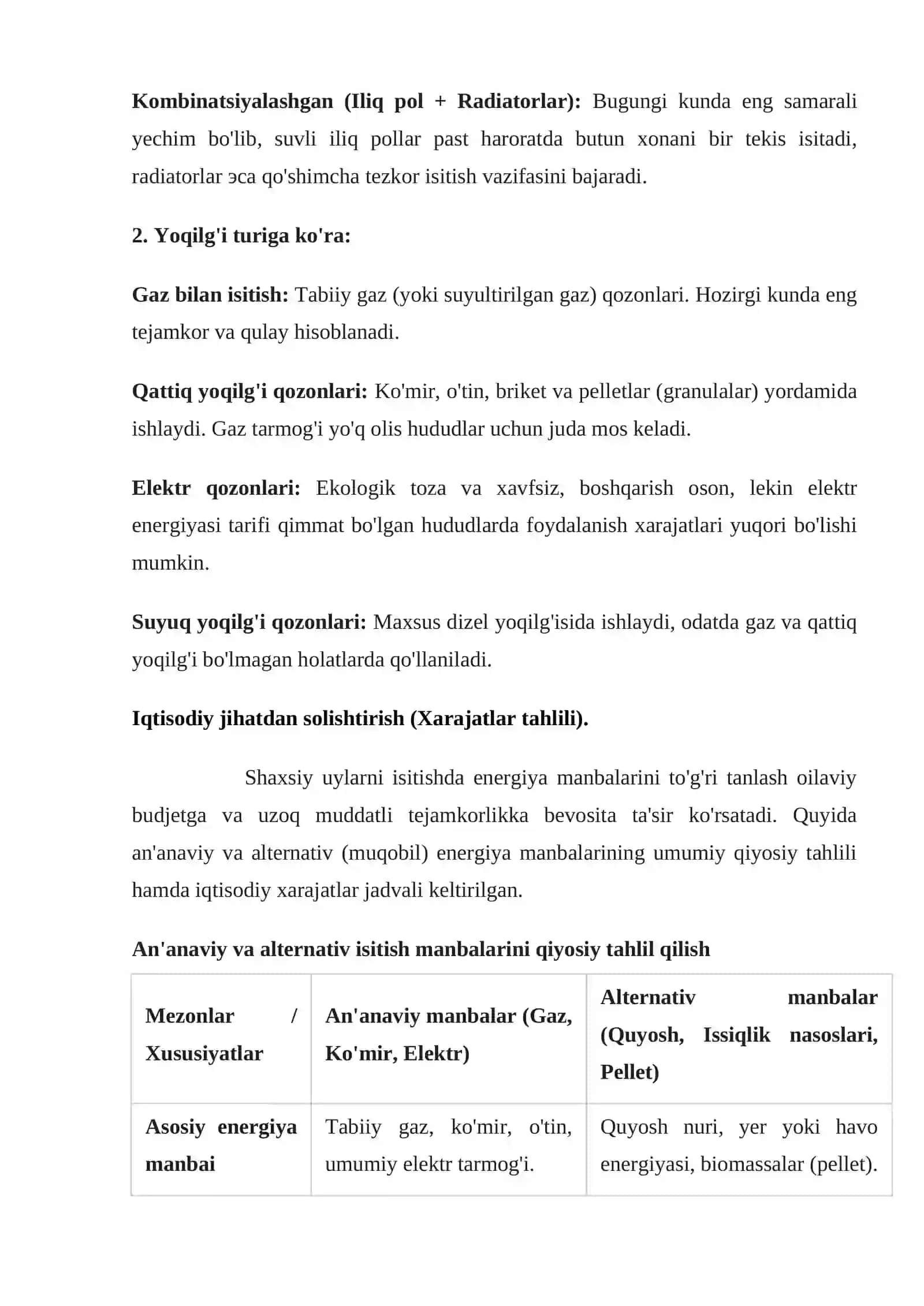 Shaxsiy uylarni isitish tizimlarining umumiy xarakteristikasi va turlari 3