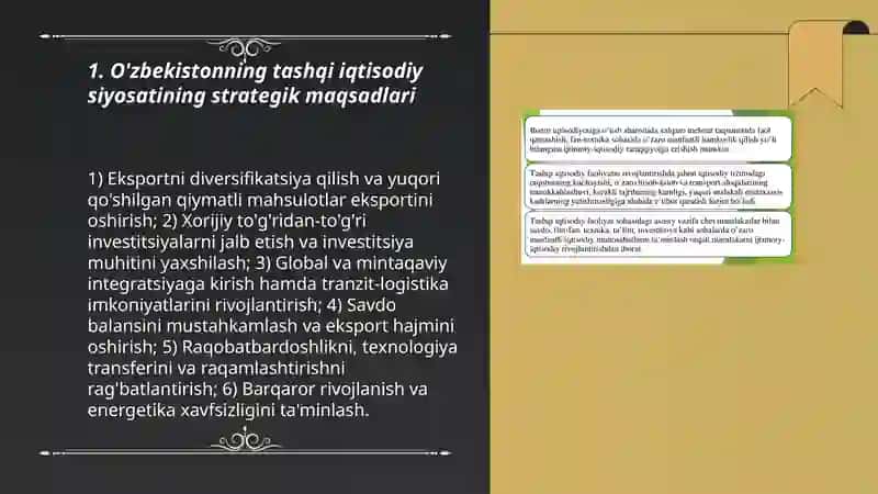 O'zbekistonda tashqi iqtisodiy siyosiy amalga oshirish maqsadlari 3
