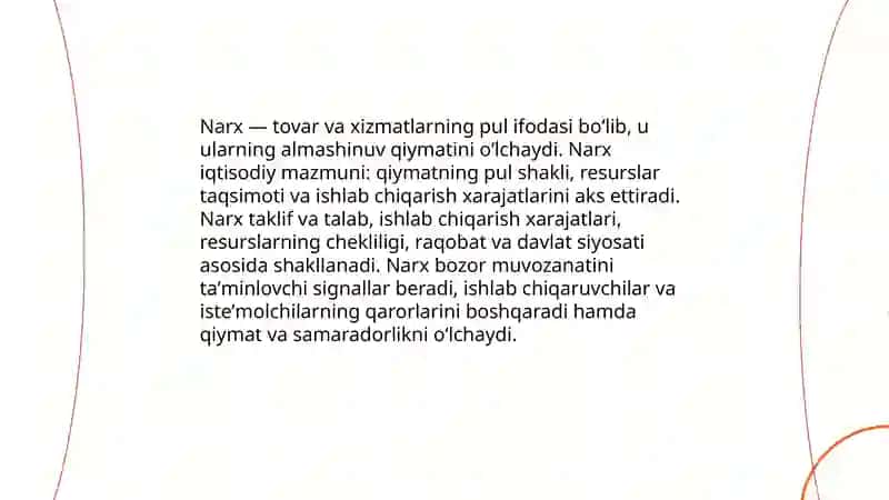 Narxning iqtisodiy mazmuni, omillari va vazifalari 3