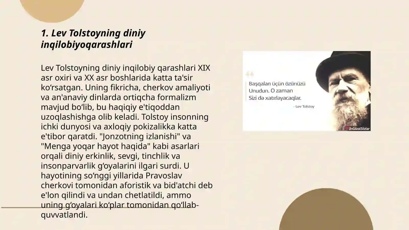 Lev Tolstoy ning "Iqrornoma" asaridagi diniy e'tiqodlarni tahlil qilish 3