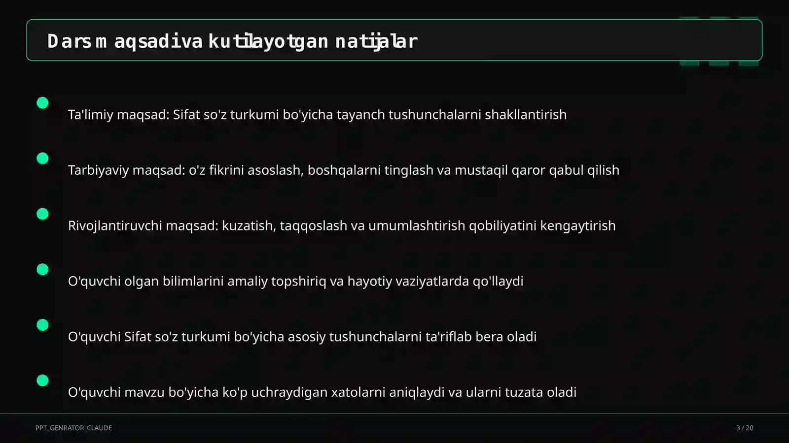 Sifat so'z turkumi (3-sinf) 3