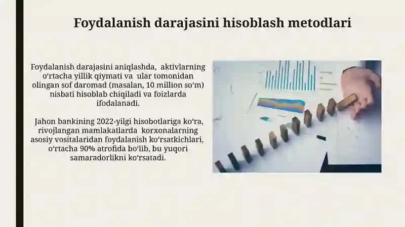 Korxonaning asosiy vositalaridan foydalanish ko'rsatkichlarini aniqlash 3