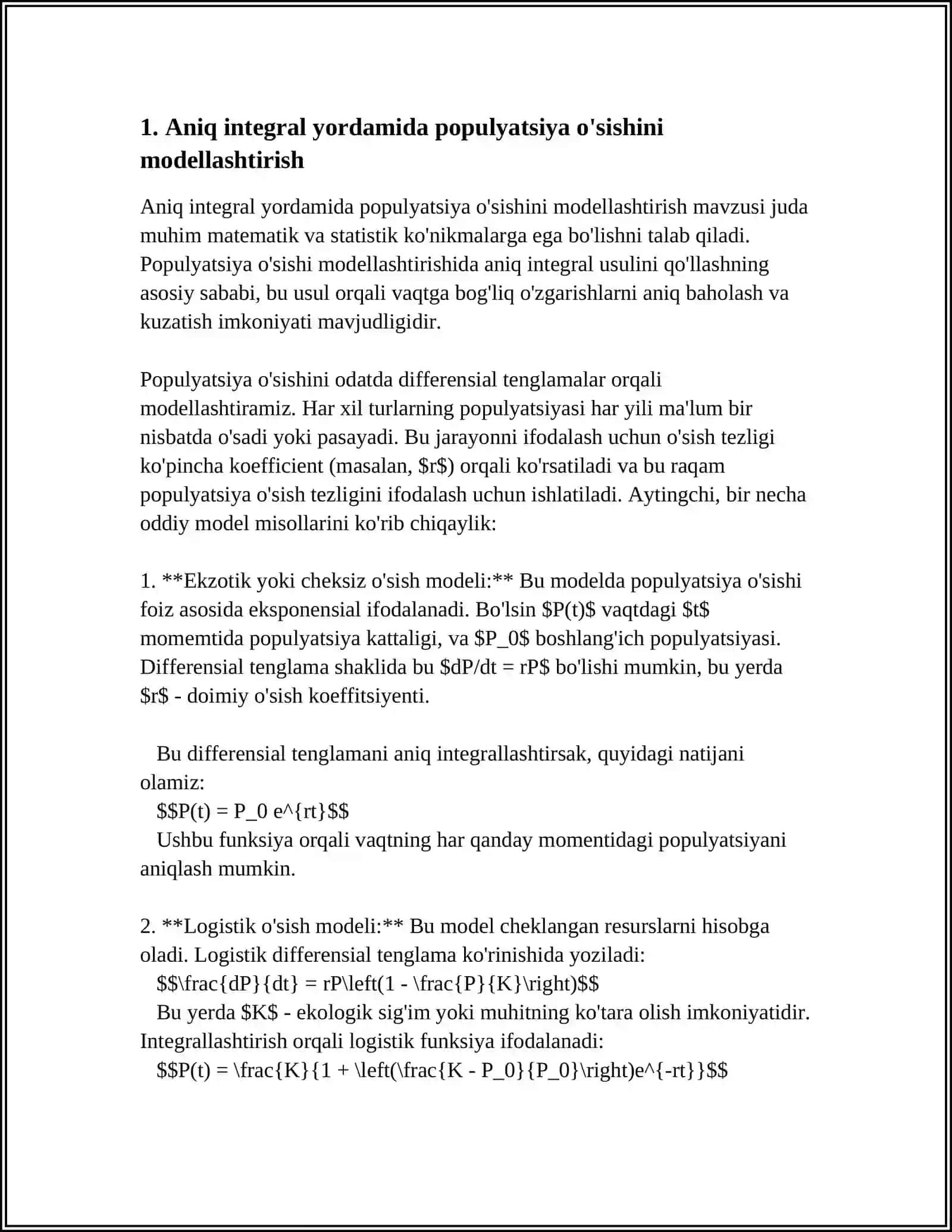 ANIQ INTEGRAL YORDAMIDA BIOLOGIYAGA OID MASALALAR YECHISH 3