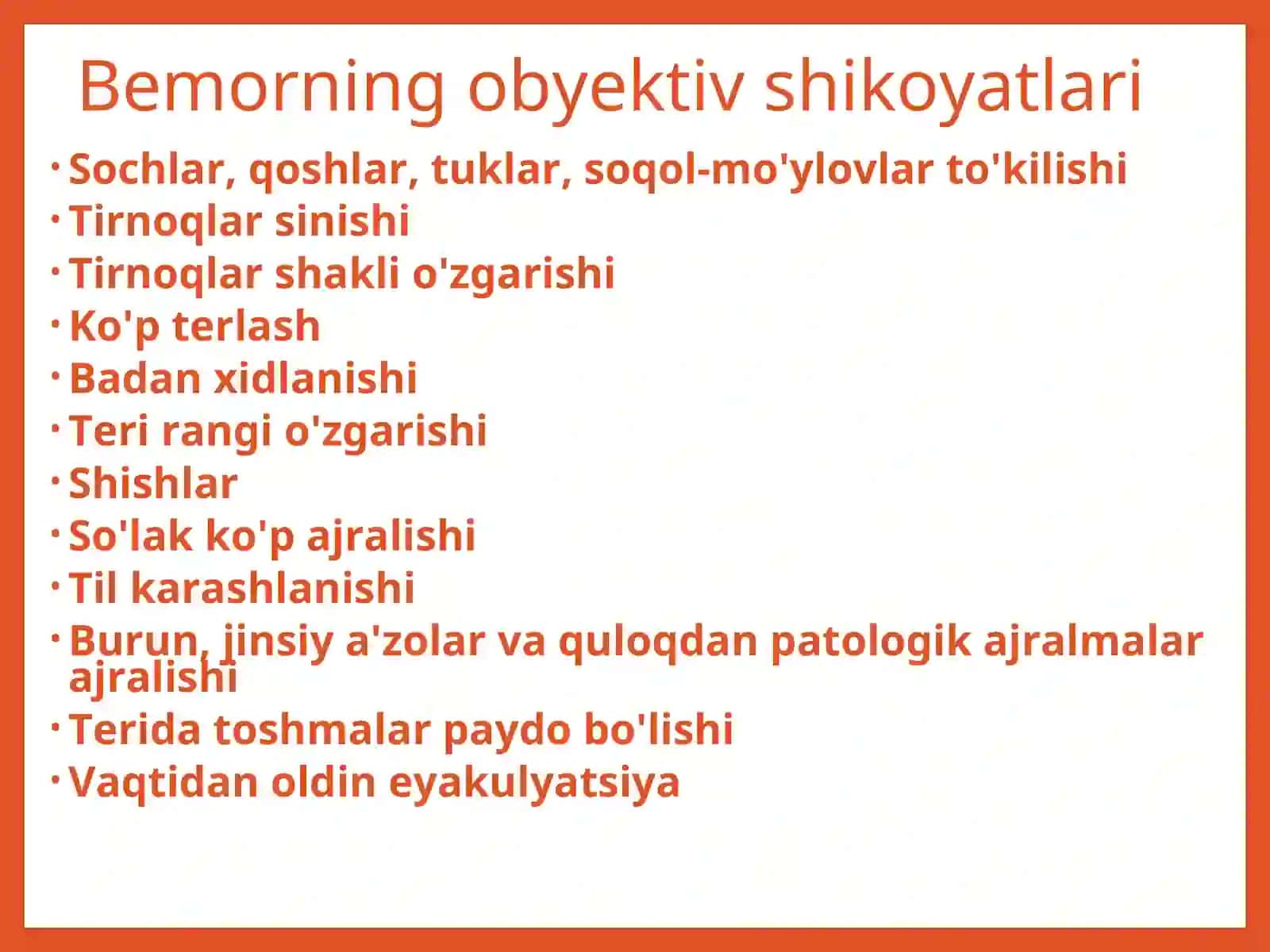 Bemorning subyektiv shikoyatlari 3