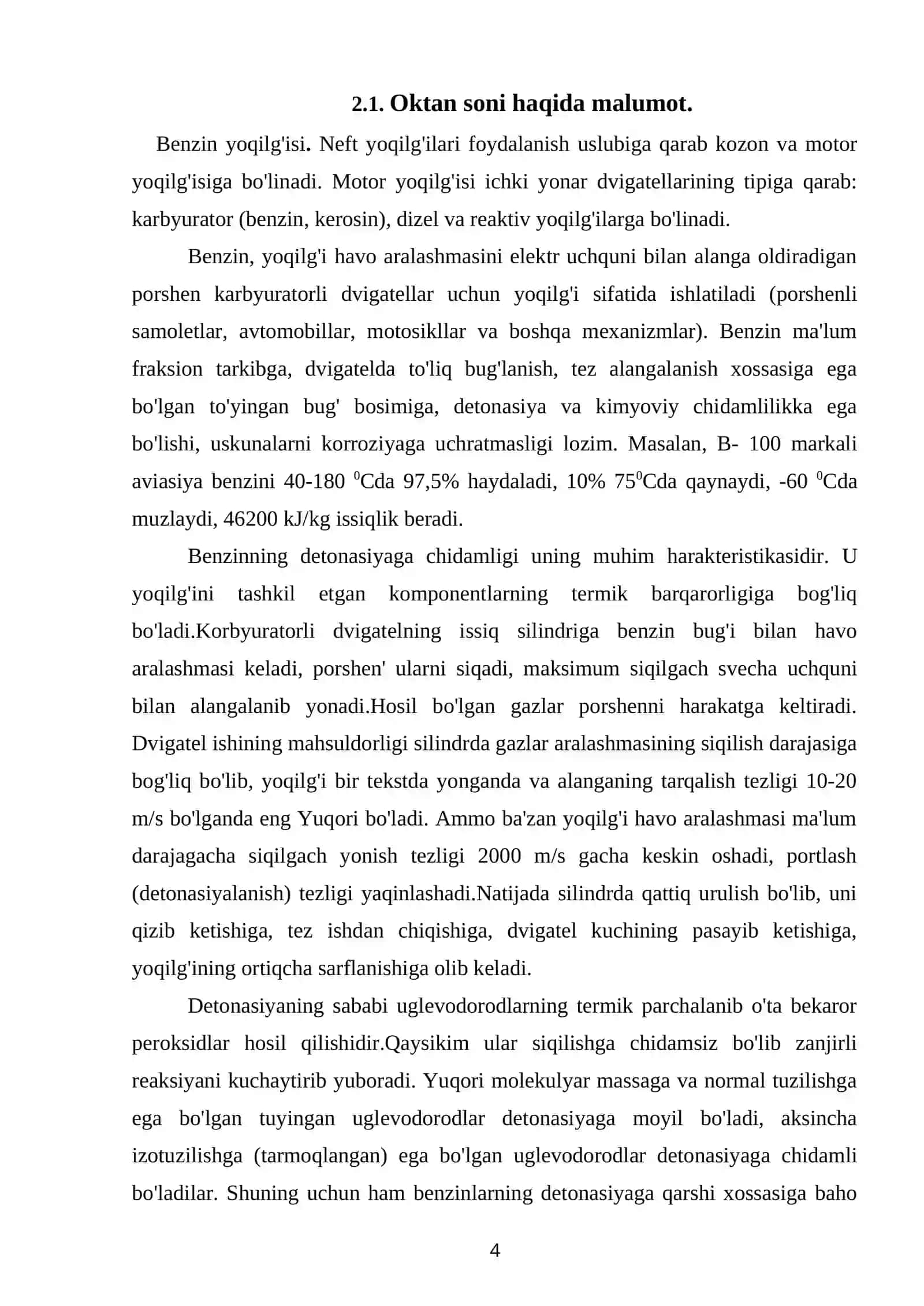 Past oktanli benzinni riforming qilish jarayoni 3