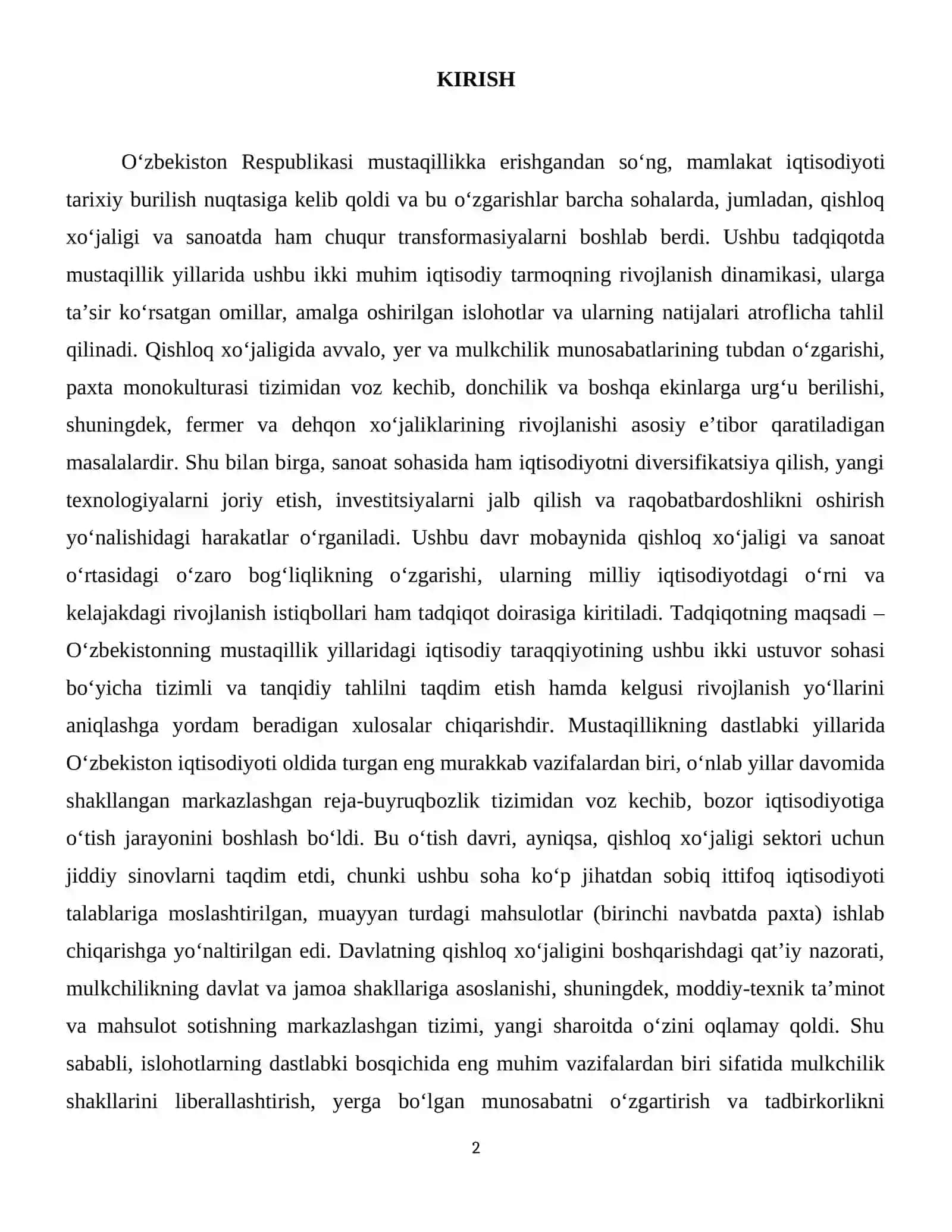 Mustaqillik yillarida qishloq xoʻjaligi va  sanoat sohasidagi  oʻzgarishlar 3