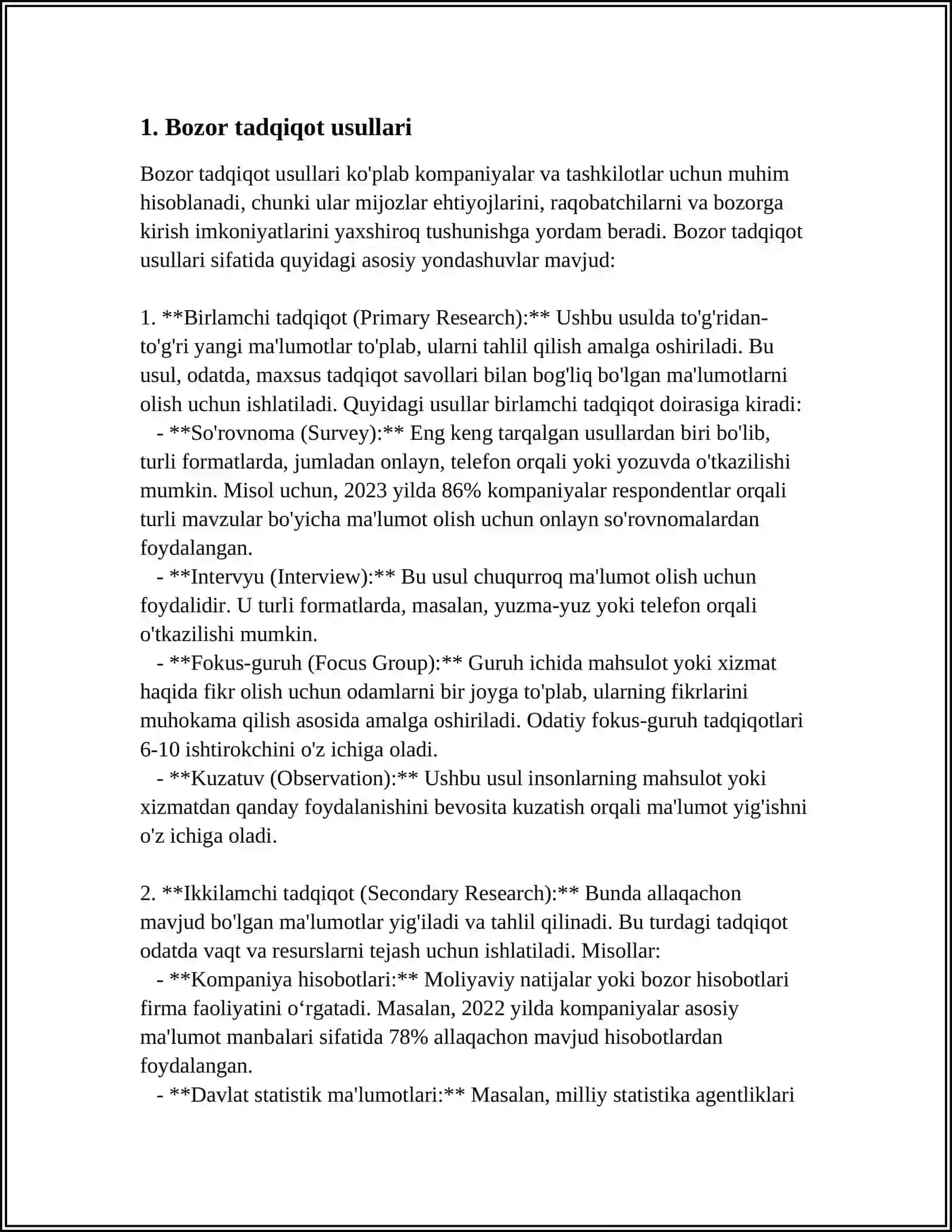 MARKETING TADQIQOTLARI ORQALI AXBOROT TO‘PLASH USULLARI 3
