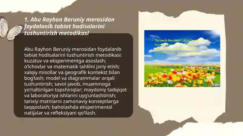 Tabiat bilan tanishtirishda mutafakkirlar merosidan foydalanish 3