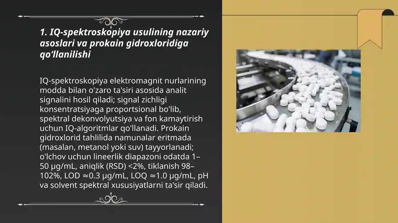 IQ - spektroskopiya usulining prokain gidroxloridi tahlilida qoʻllanilishi 3