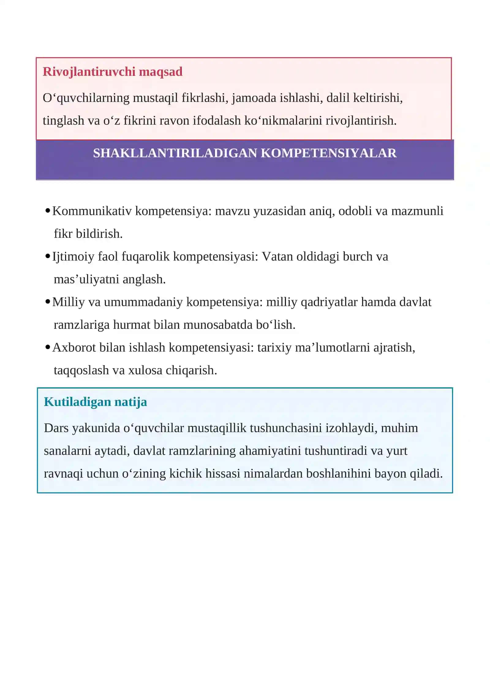 DARS ISHLANMA "MUSTAQILLIGIMIZNING 35 YILLIGI" 3