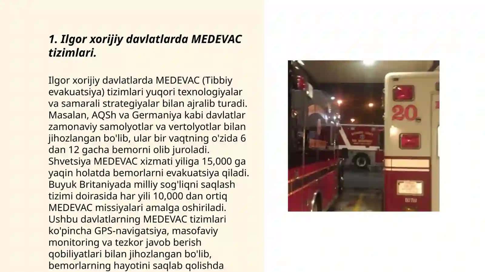 Ilgor xorijiy davlatlar armiyasida davolash-evakuvatsiya tadbirlarini tashkil etish (MEDEVAC, CASEVAC, TACEVAC) 3