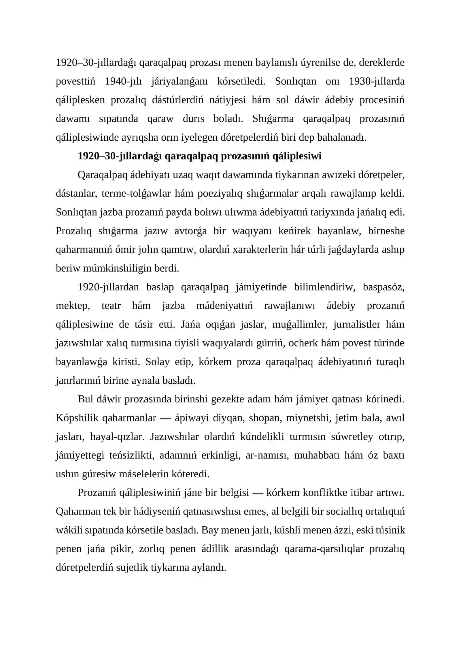 1920–30-jıllardaǵı qaraqalpaq prozası M. Dáribaevtıń «Mıńlardıń biri» povesti 3