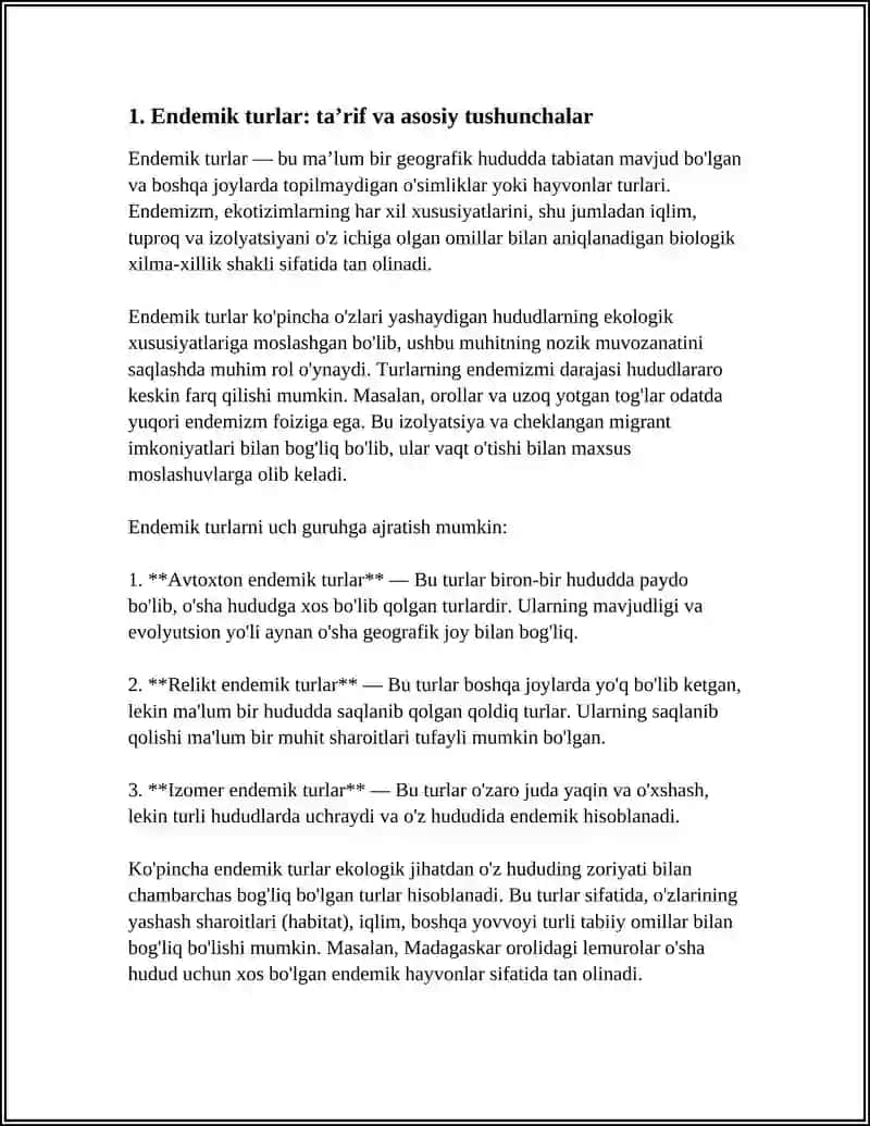 ENDEMIK TURLAR HAQIDA 3