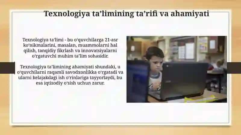 Texnologiya fanining maktab oʻquv rejadagi oʻrni 3