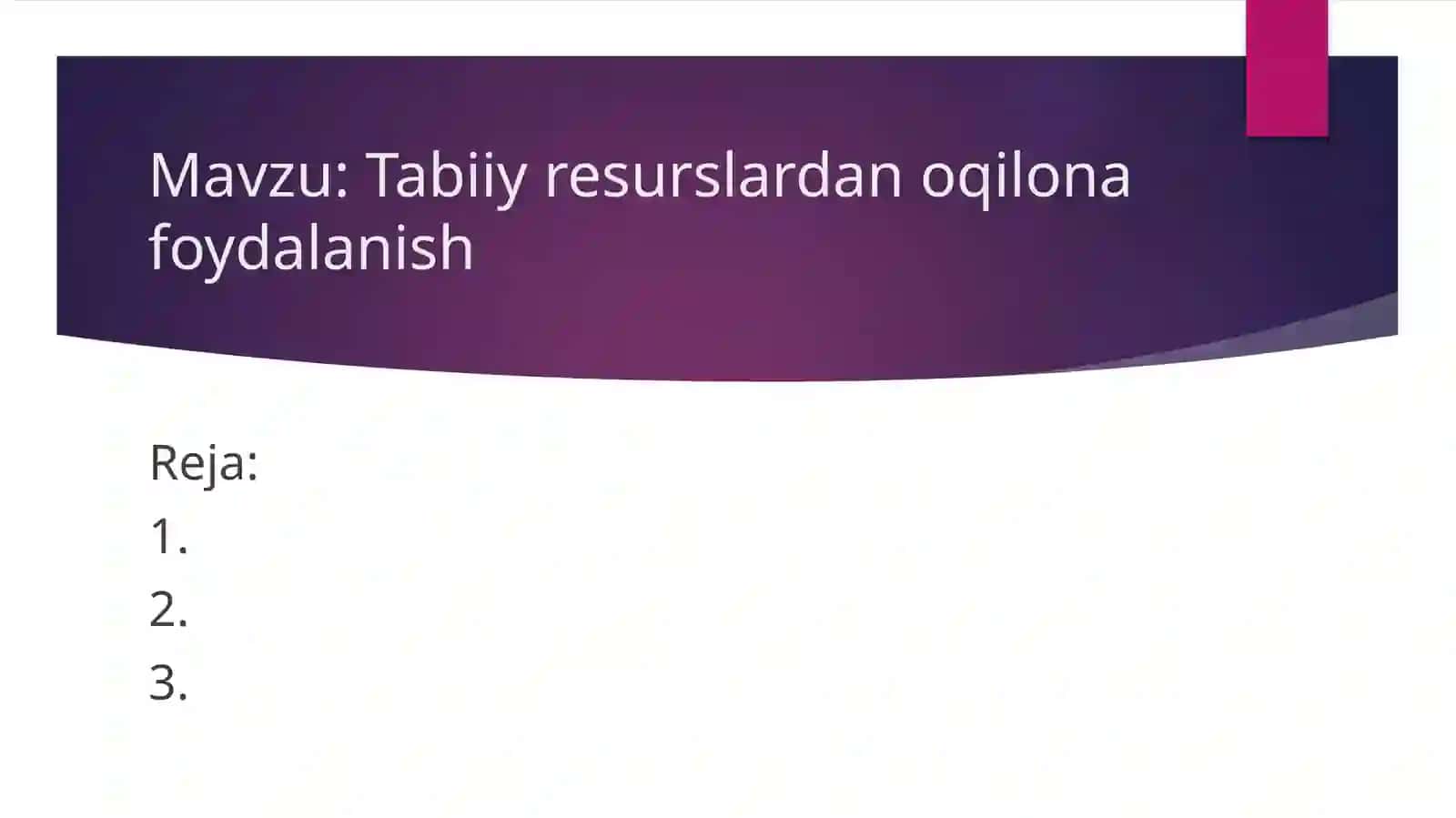Ekologik kimyo fanidan taʼyinlangan taqdimot 3