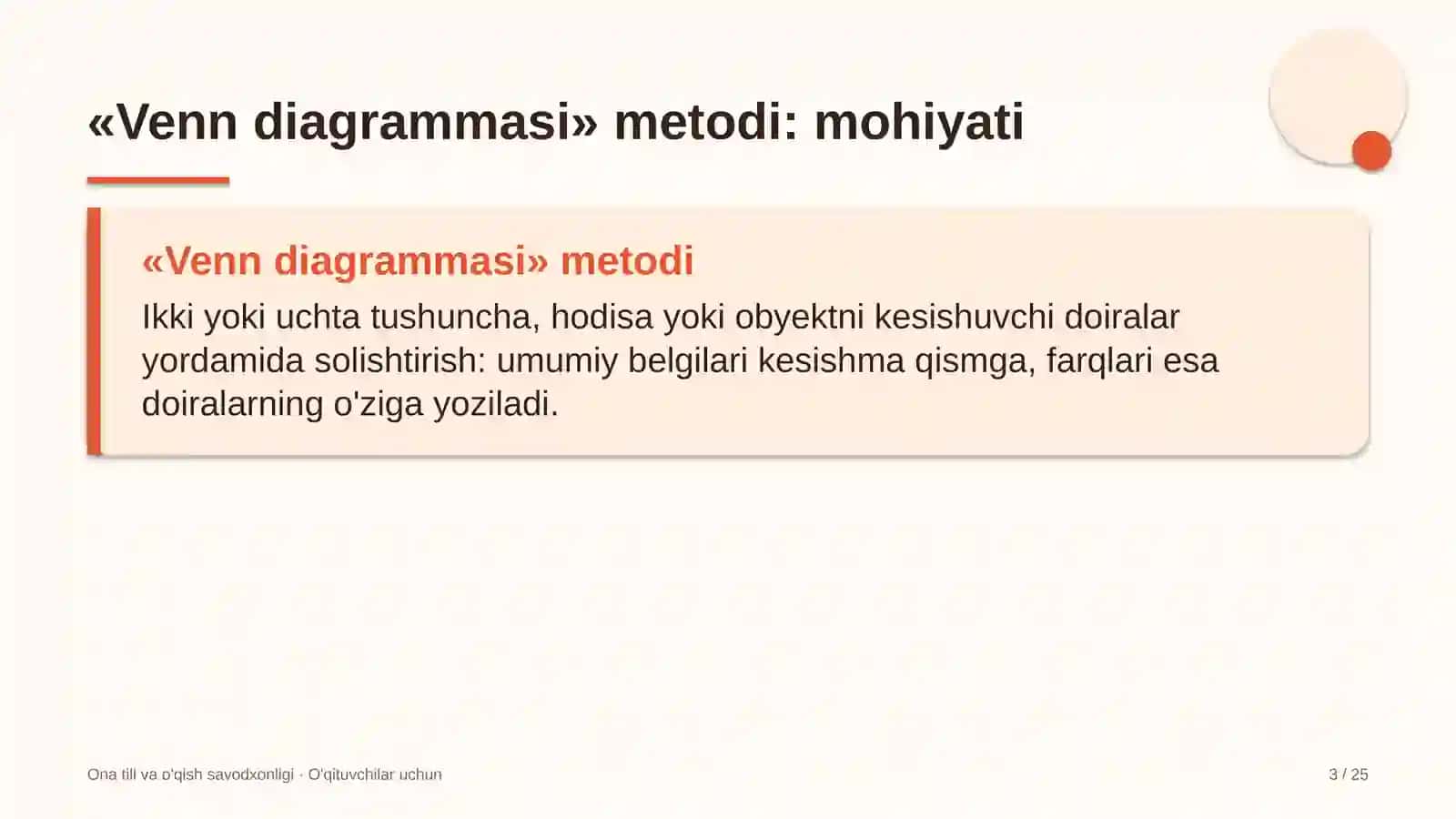 ona tili va o'qish savodxonligi darslarida venn diagrammasi metodidan foydalanish 7162 3