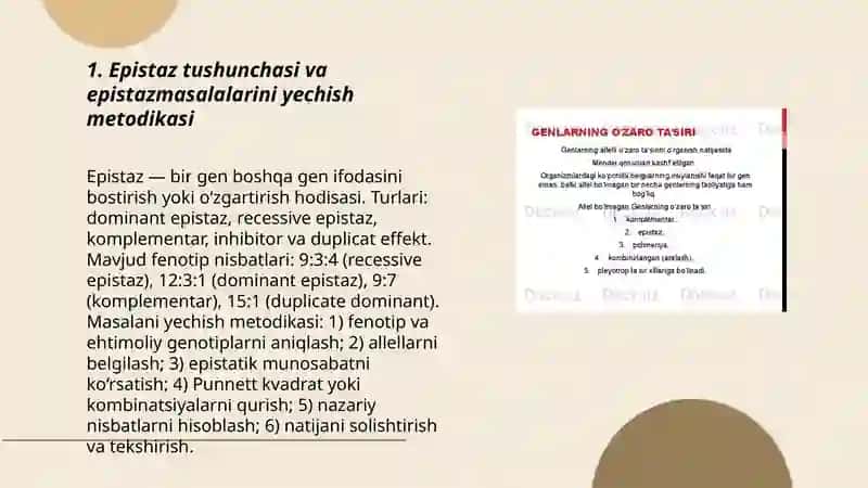 Noallel genlarning o’zaro ta’sir turlari mavzusiga doir masalalar yechish metodikasi 3