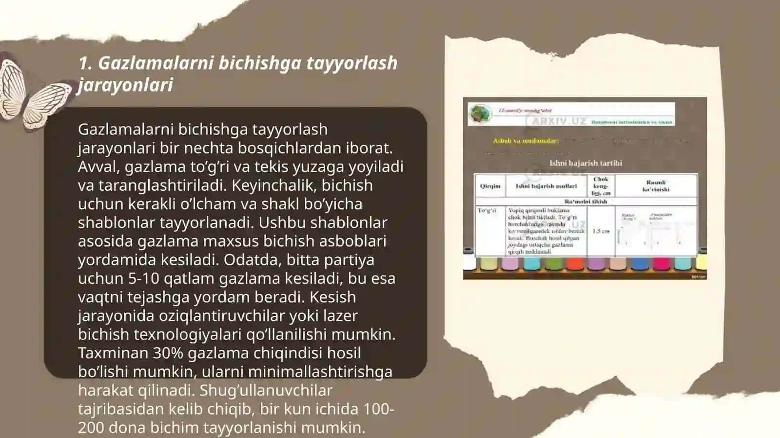 Gazlamalarni bichishga tayyorlash 3