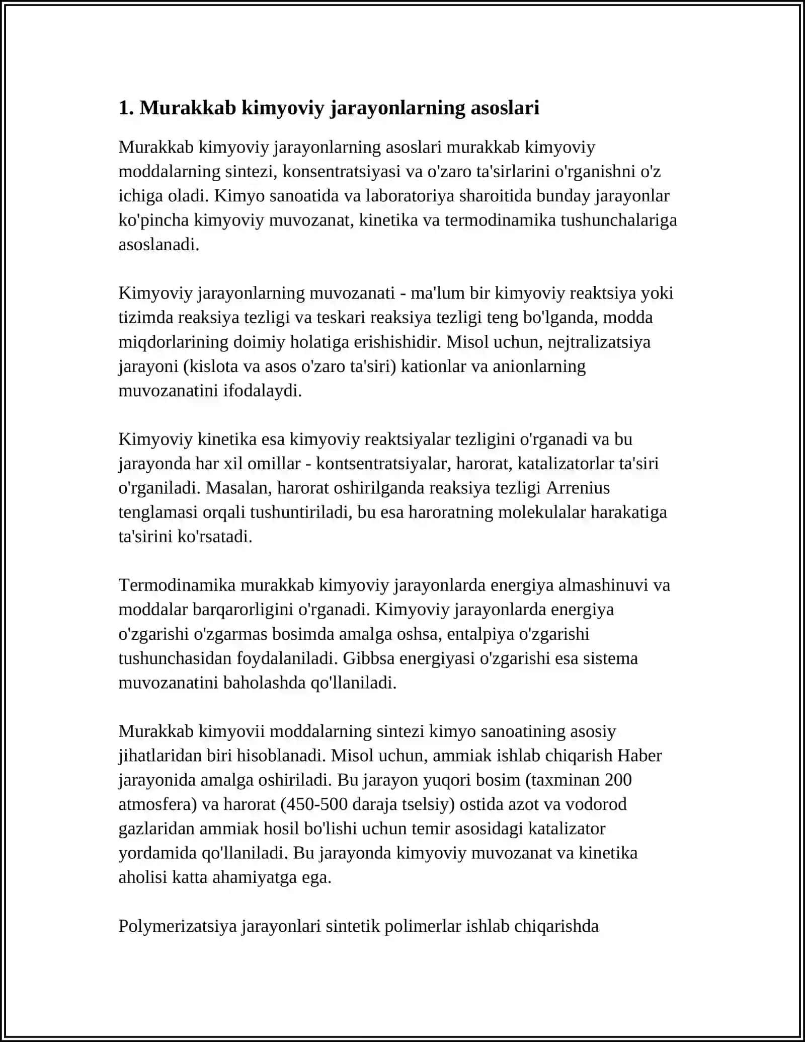 MURAKKAB VA QAYTAR KIMYOVIY JARAYONLAR GOMOGEN VA GETEROGEN KATALIZ VA MUVOZANAT 3