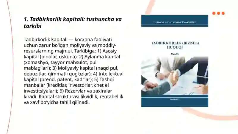 Tadbirkorlik kapitali va moliya manbalari 3