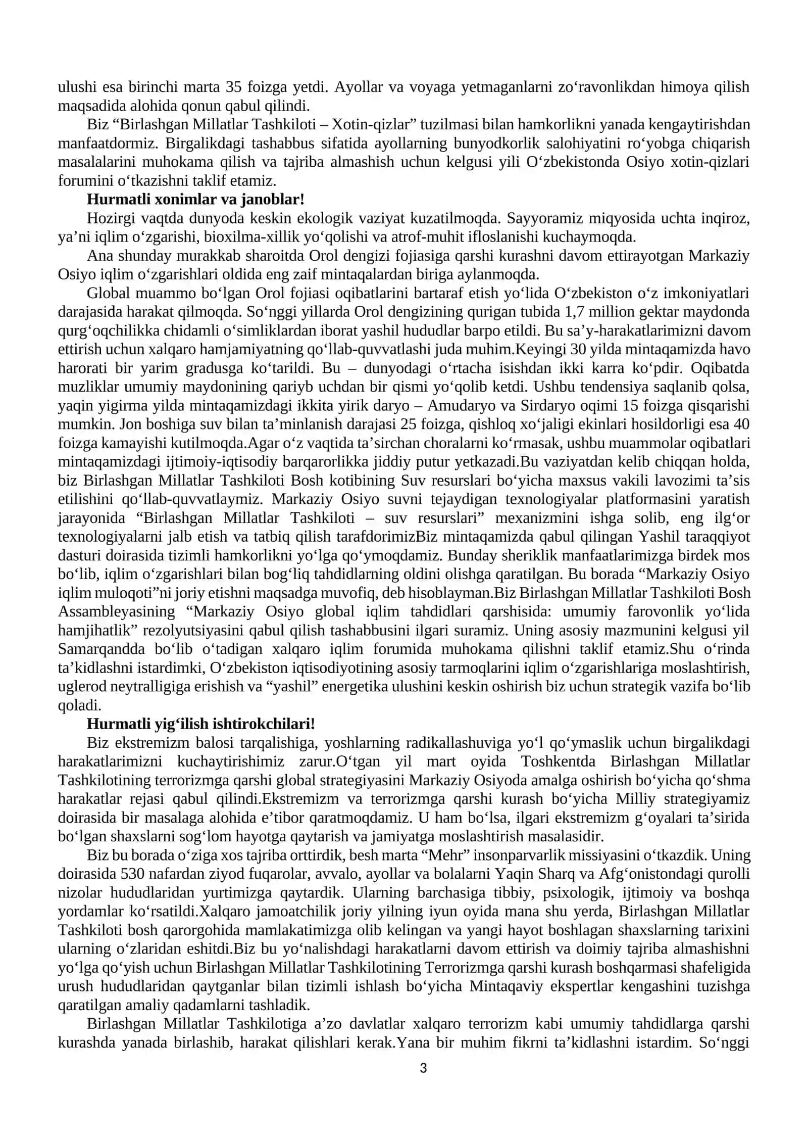 Oʻzbekiston Respublikasidagi iqtisodiy, Ijtimoiy-siyosiy voqealarga doir MAʼLUMOTLAR 3