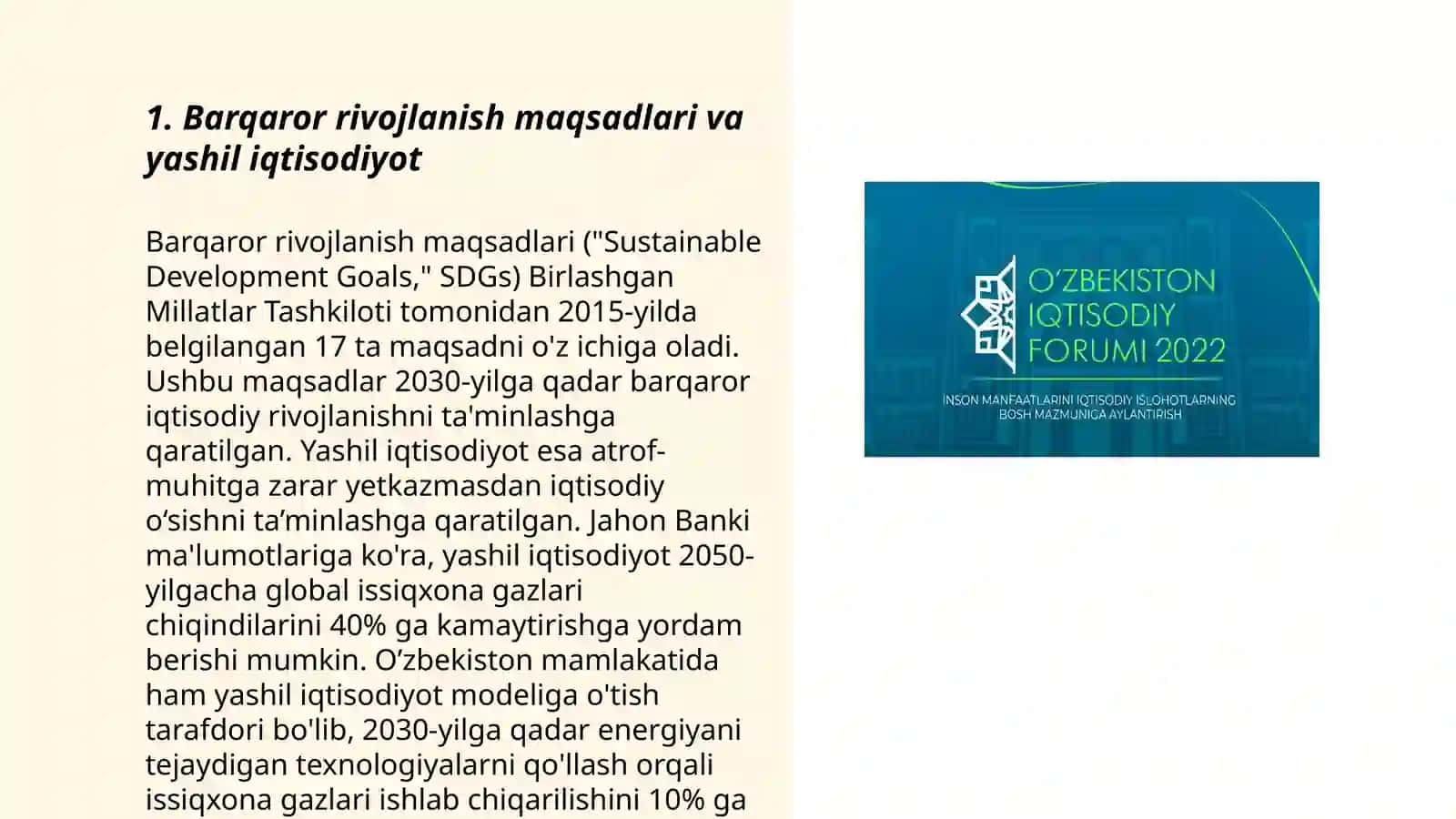 Yashil iqtisodiyotga o'tishning Iqtisodiy hamkorlik taraqqiyot tashkiloti yondashuvi 3