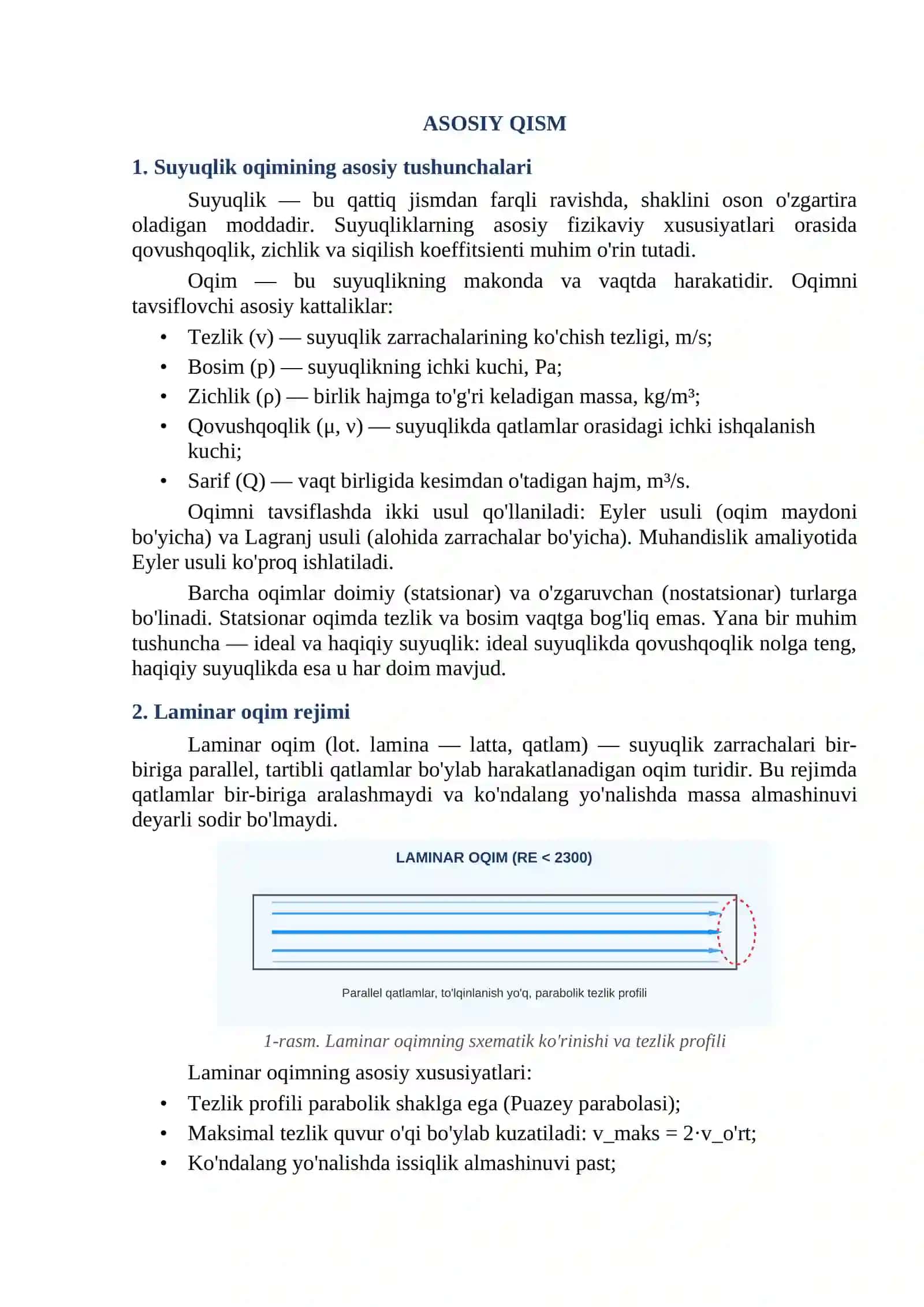 SUYUQLIK OQISHINING IKKI REJIMI: LAMINAR VA TURBULENT OQIM 3
