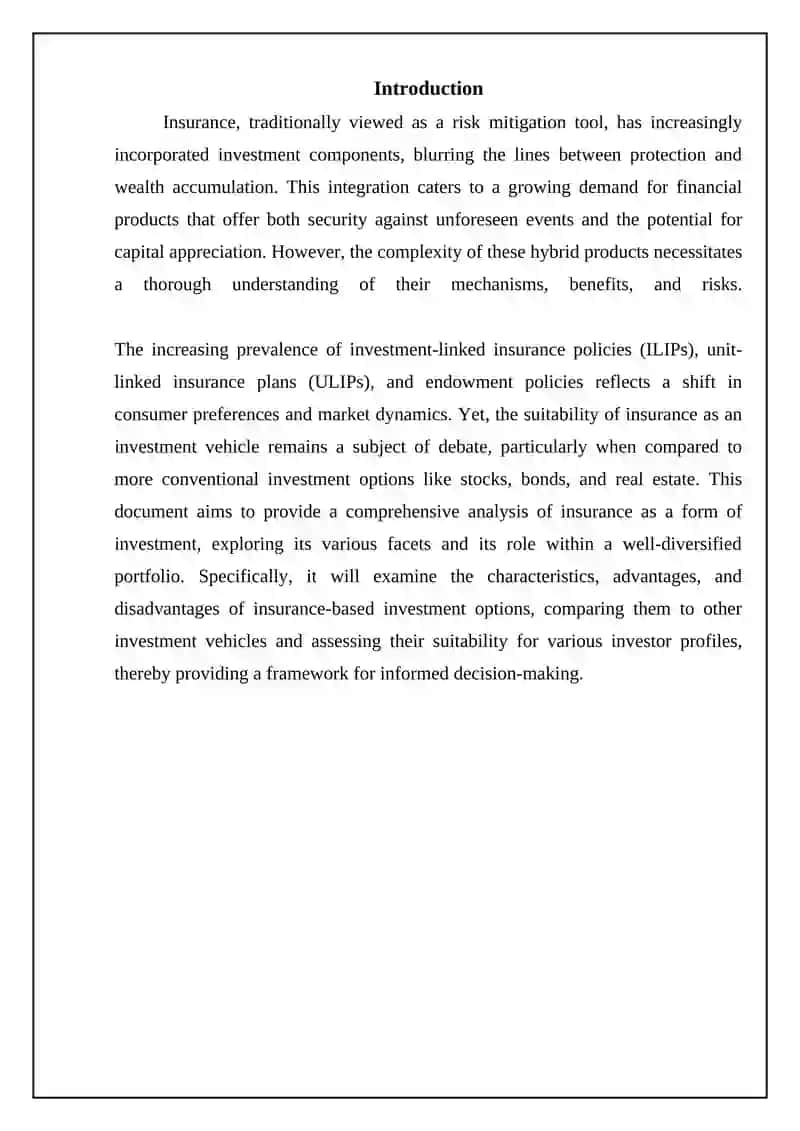 Insurance as Investment: An Overview 3
