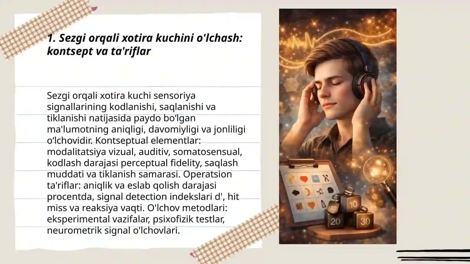 Sezgi orqali xotira kuchini o'lchash 3