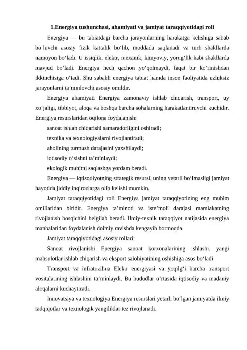 ENERGIYA TURLARI, SANOATDA ENERGIYADAN RATSIONAL FOYDALANISH 3