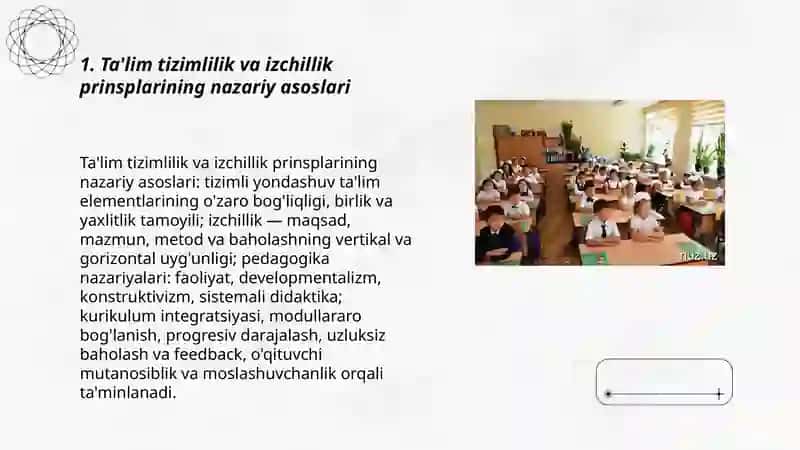 Ta'limning tizimlilik va izchillik prinsplarini amalga oshirish pedagogik qoidalari 3