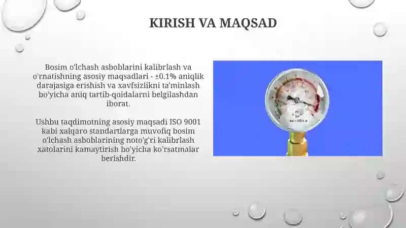 Bosim o'lchash asboblarini kalibrlash va o'rnatish qoidalari 3