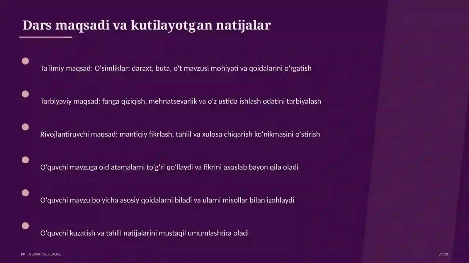 O'simliklar: daraxt, buta, o't (1-sinf) 3
