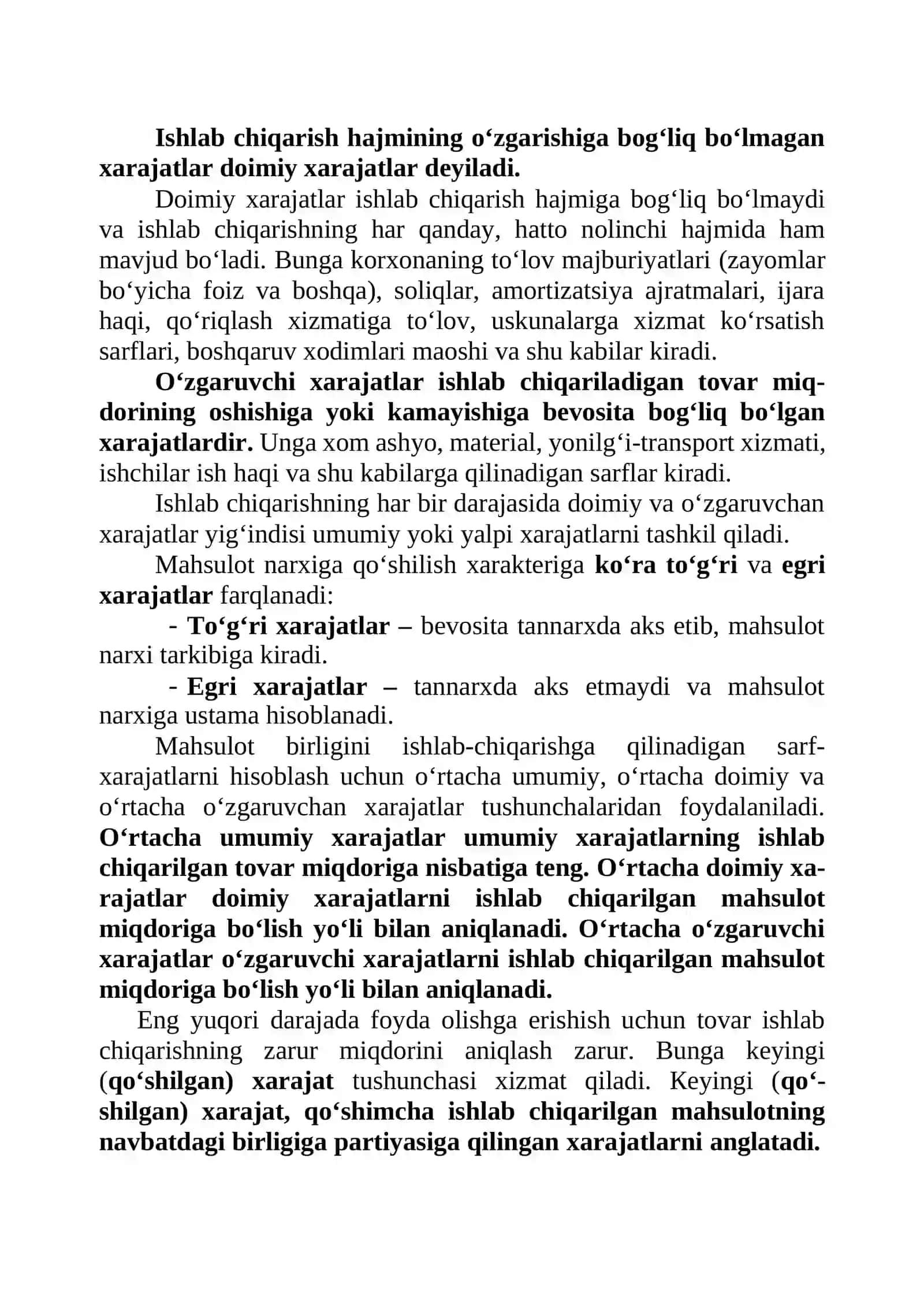 Ishlab chiqarish xarajatlari va foyda 3