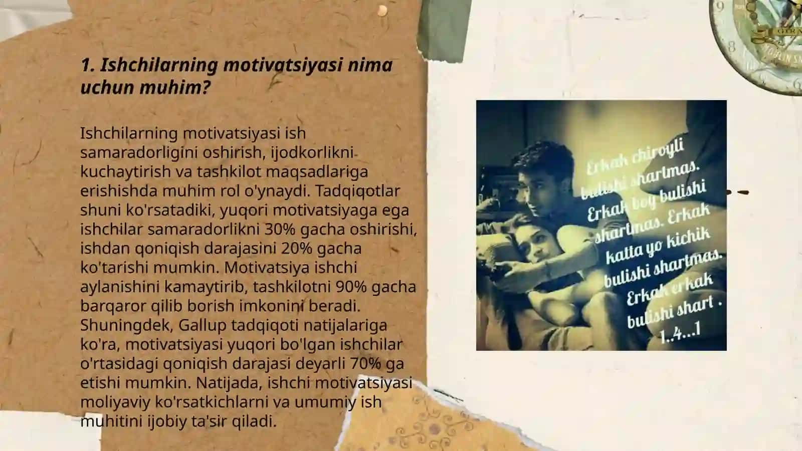 Ishchilarni ishga bo'lgan motivatsiyasi va bu omilning ishlashga bo'lgan tasiri 3