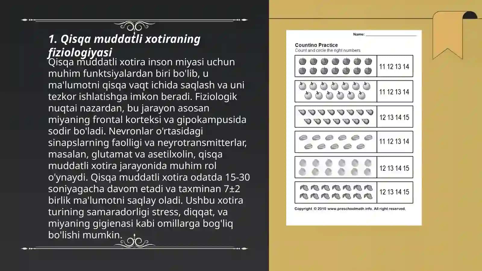 Qisqa muddatli korish xotirasini organish 3