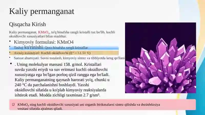 KALIY PERMANGANAT ISHLAB CHIQARISH 3