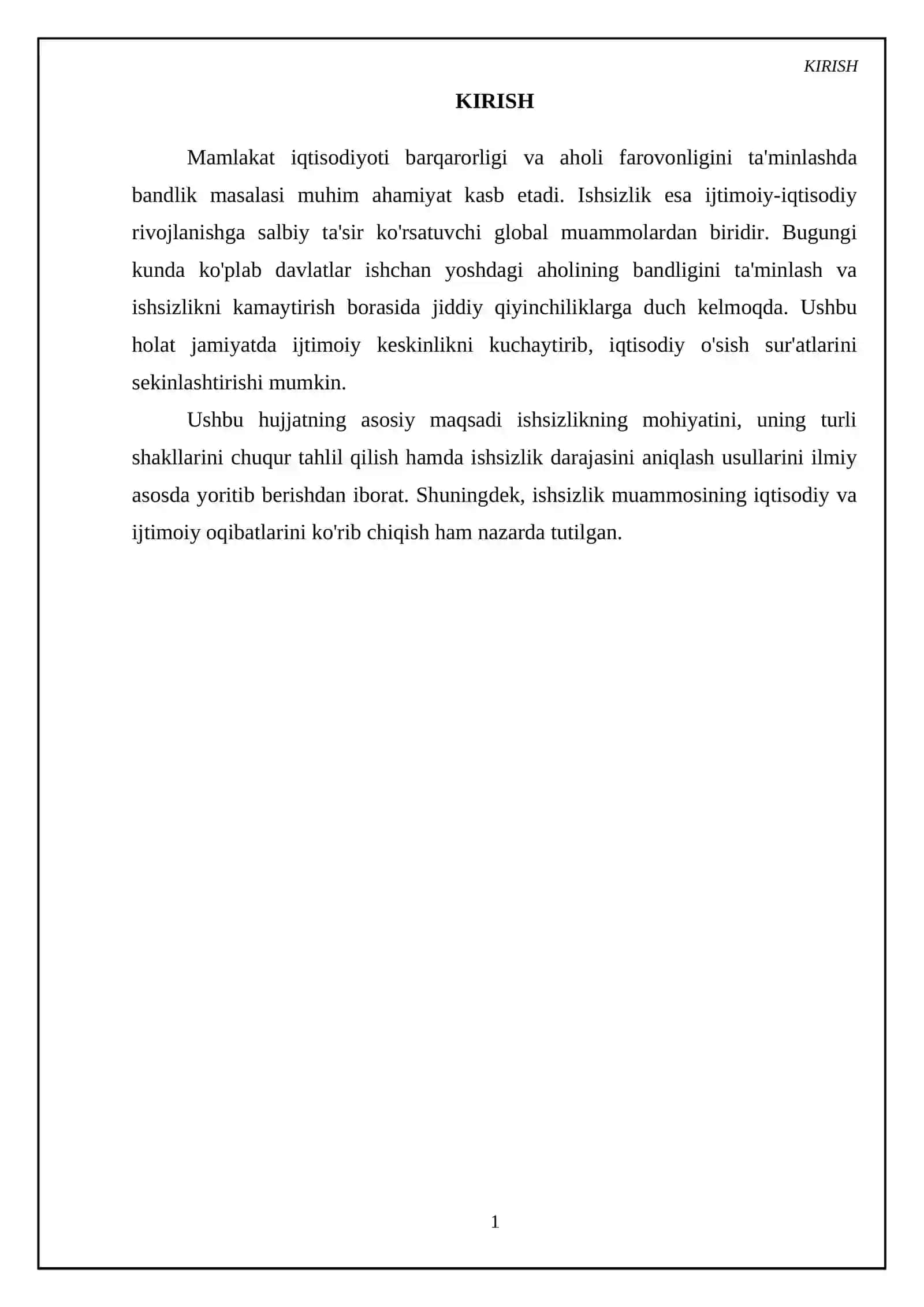 Mavzu: Ishsizlik va uning turlari. Ishsizlik darajasini aniqlash 3
