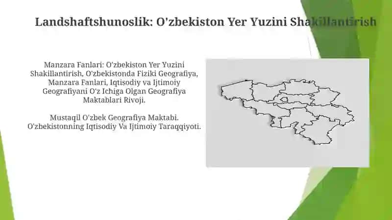 Landshaftshunoslik: O'zbekiston Yer Yuzini Shakillantirish 3