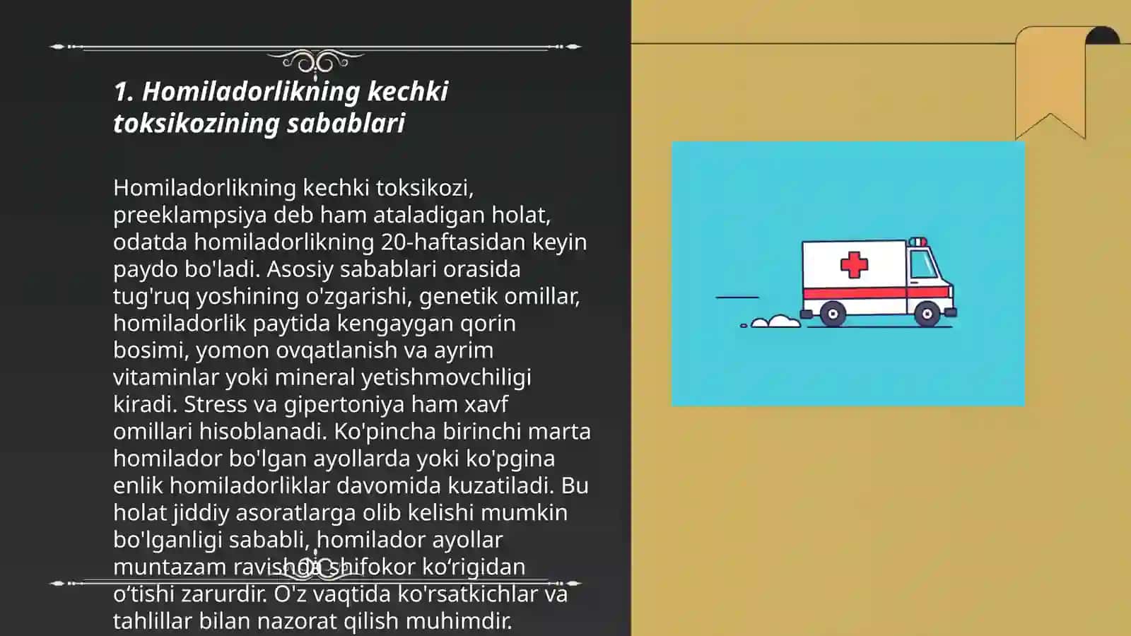 Homiladorlikning kechki taksikozlari, Nefropatiya, Pryeklamsiya, Eklampsiya va tez tibbiy yordam koʻrsatish 3