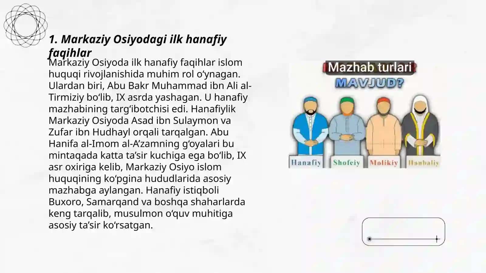 Hanafiy mazhabi rivojida Markaziy Osiyo faqihlarining roli va hissasi 3